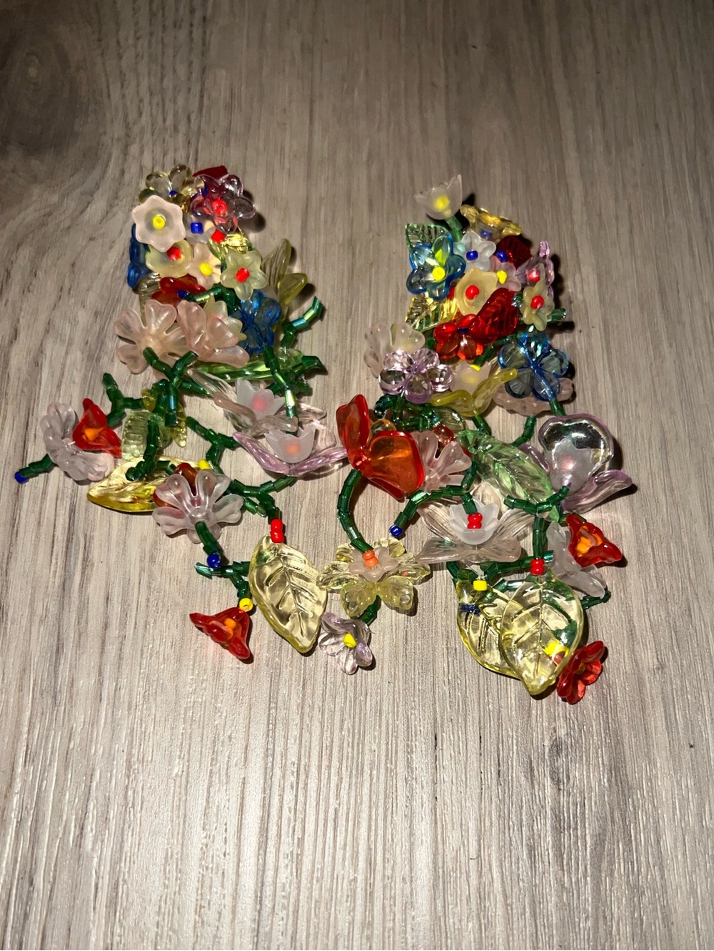 Multicolor Floral Beaded Statement Earrings – Lightweight Bold Acrylic